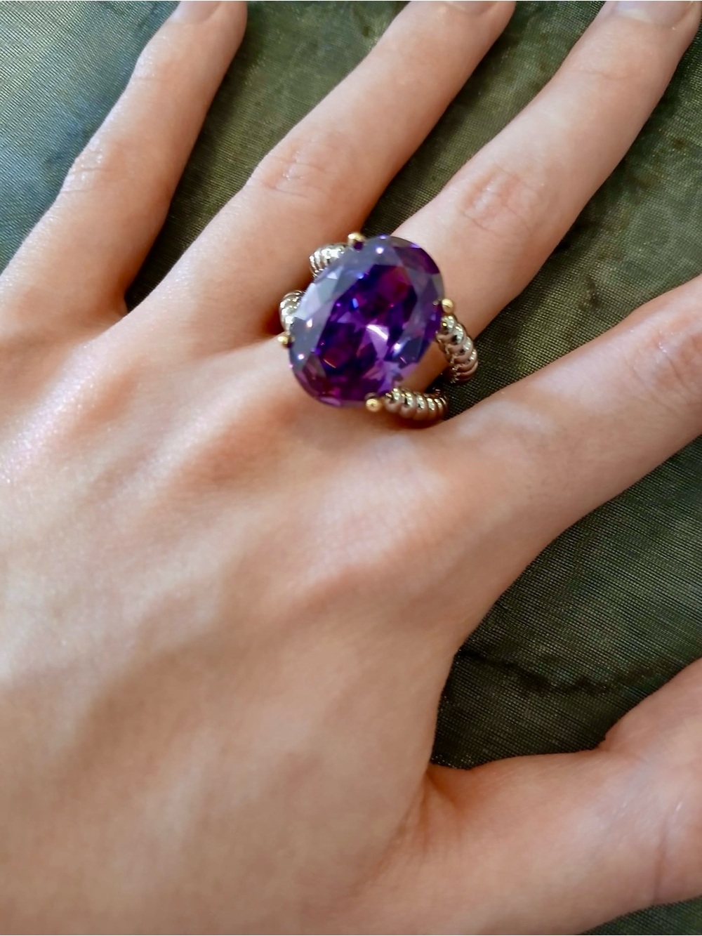 Purple Gemstone Statement Ring - Women Jewelry size 8